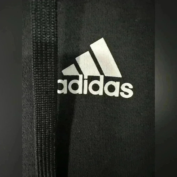 207. Adidas Black Stripped Cropped Hoodie size medium - Picture 4 of 6